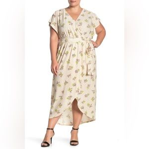 New LOVEFIRE FLORAL PRINT FAUX WRAP MAXI DRESS SZ 3X